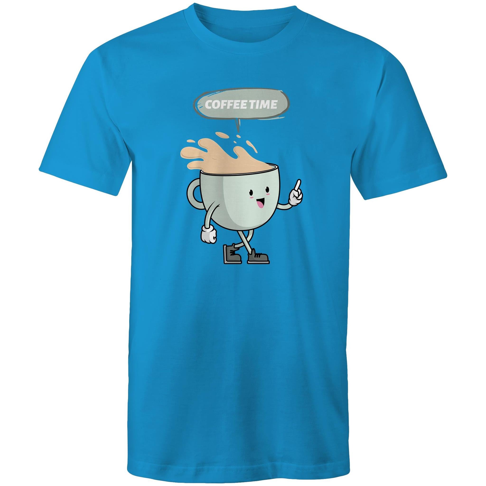 Coffee Time - Mens T-Shirt Arctic Blue Mens T-shirt Coffee Printed In Australia
