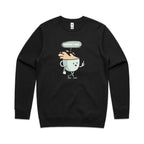 Coffee Time - AS Colour Stencil Crew Black Sweatshirt Coffee Printed In Australia