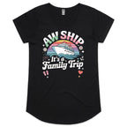 Aw Ship, It's A Family Trip Womens Cruise Scoop Neck T-Shirt Black Womens Cruise Scoop Neck T-shirt Cruise Printed In Australia