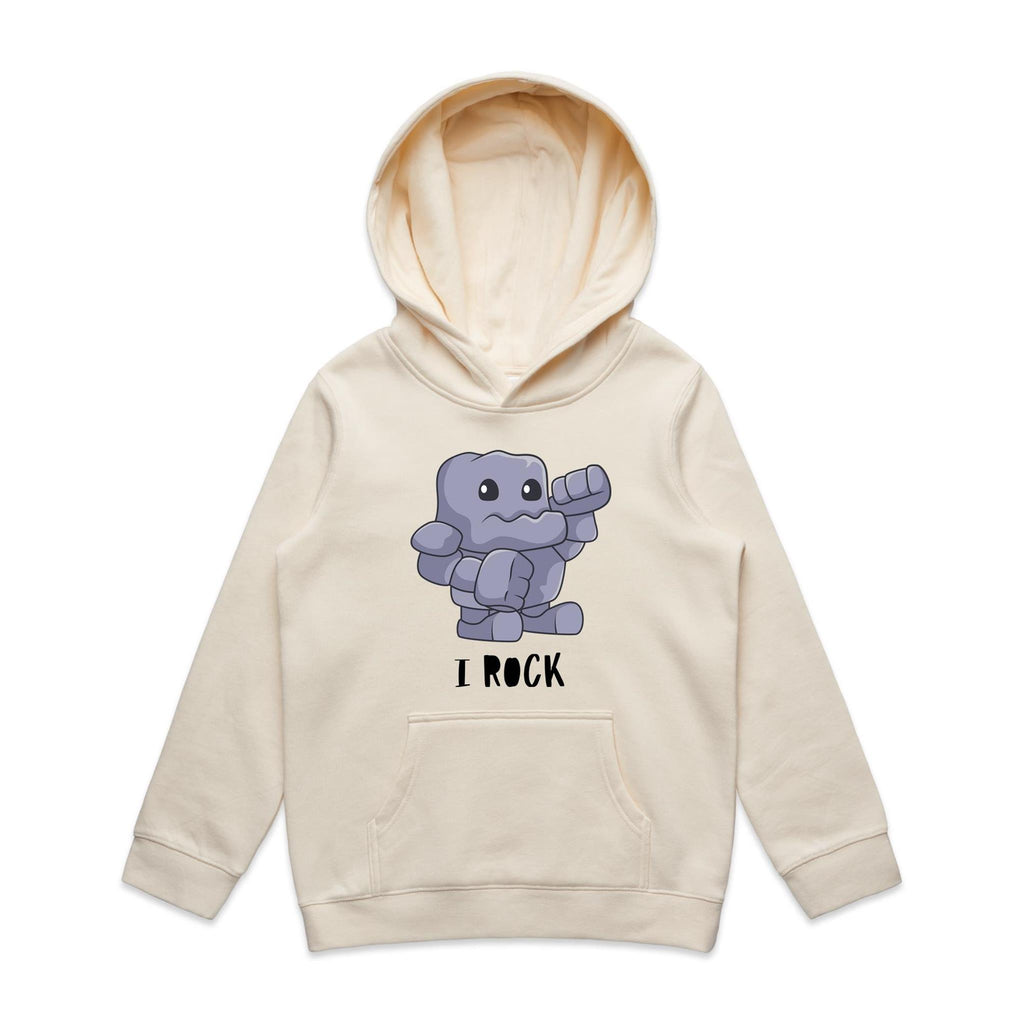 I Rock - Kids Hoodie Ecru Kids Hoodie Printed In Australia