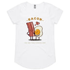 Bacon, You Are Truly Eggcellent - Womens Scoop Neck T-Shirt White Womens Scoop Neck T-shirt Food Printed In Australia