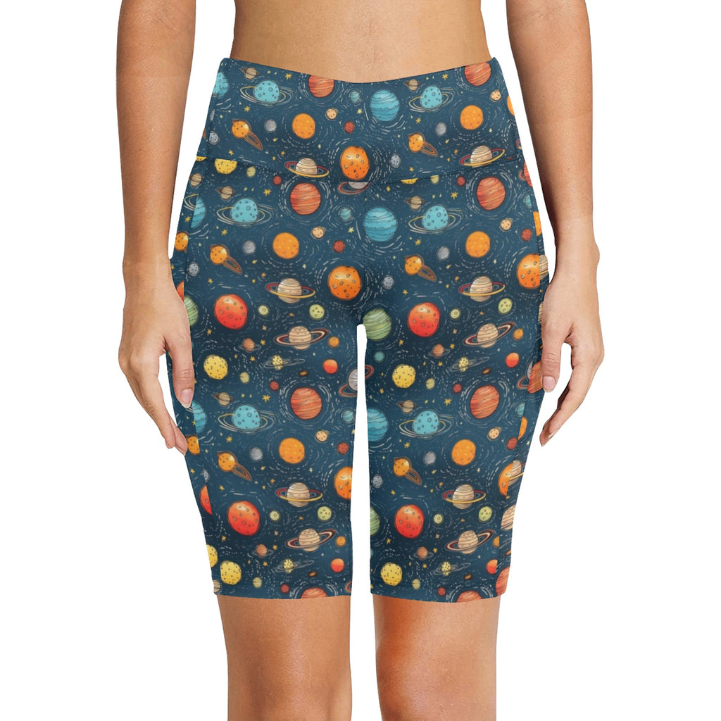 Galaxy Women's Bike Shorts With Side Pockets Women's Bike Shorts Printed Offshore Space