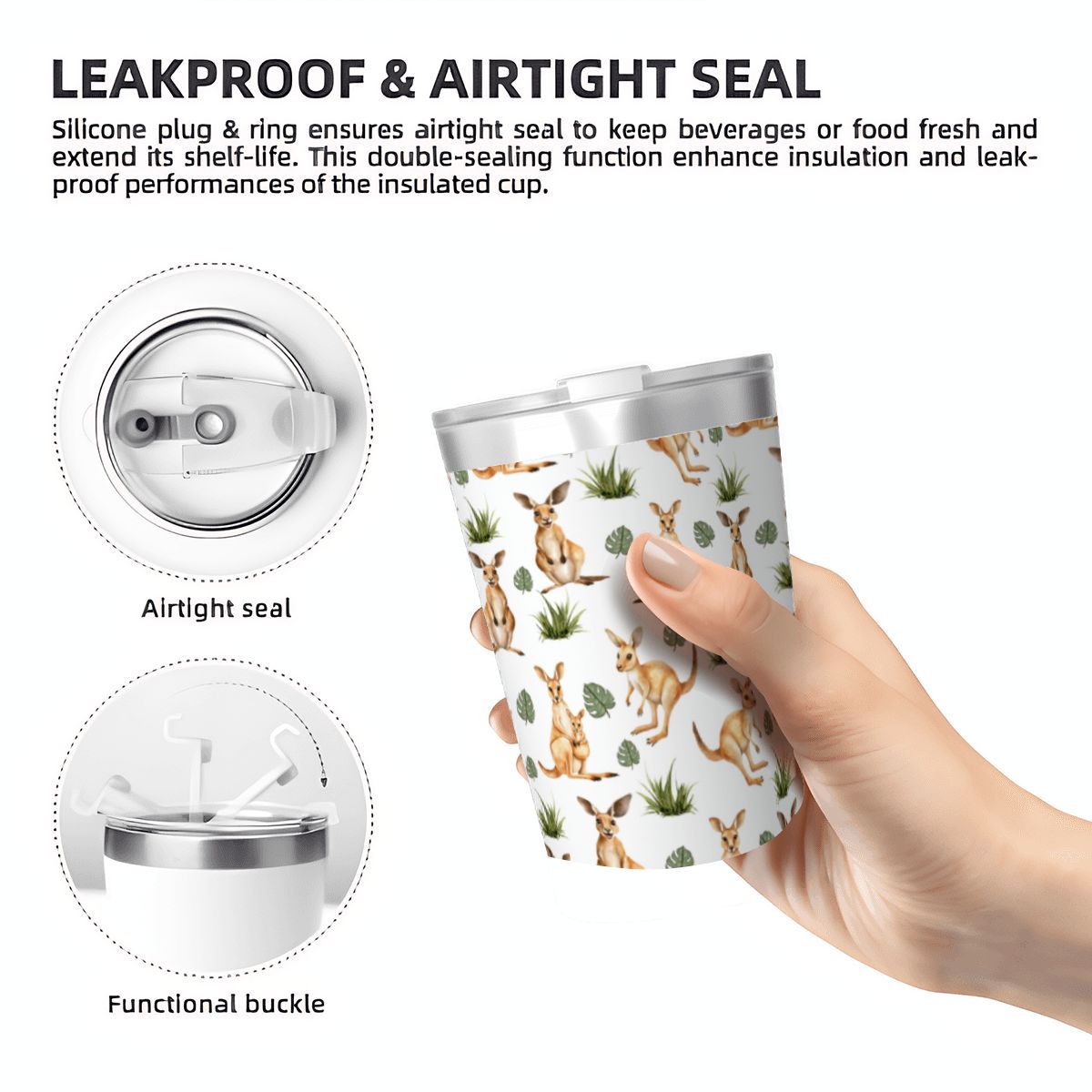Kangaroos Small Stainless Steel Travel Mug Cup 12oz/350ml