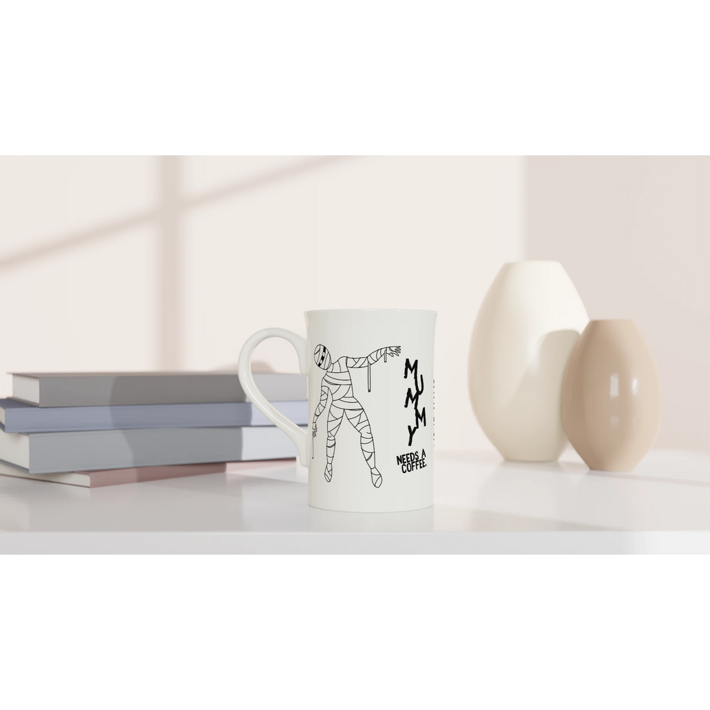 Personalised Mummy Needs A Coffee White 10oz Porcelain Slim Mug Personalised Porcelain Mug Globally Fulfilled Mum