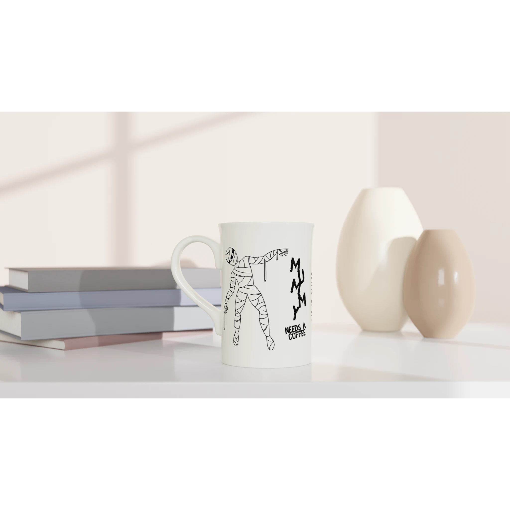Personalised - Mummy Needs A Coffee - White 10oz Porcelain Slim Mug Personalised Porcelain Mug Globally Fulfilled Mum