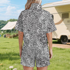 Black And White Women's Windbreaker Short Set Women's Windbreaker Short Set Printed Offshore