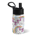 Cartoon Unicorn Rainbow 12oz Kids Water Bottle with Straw Lid