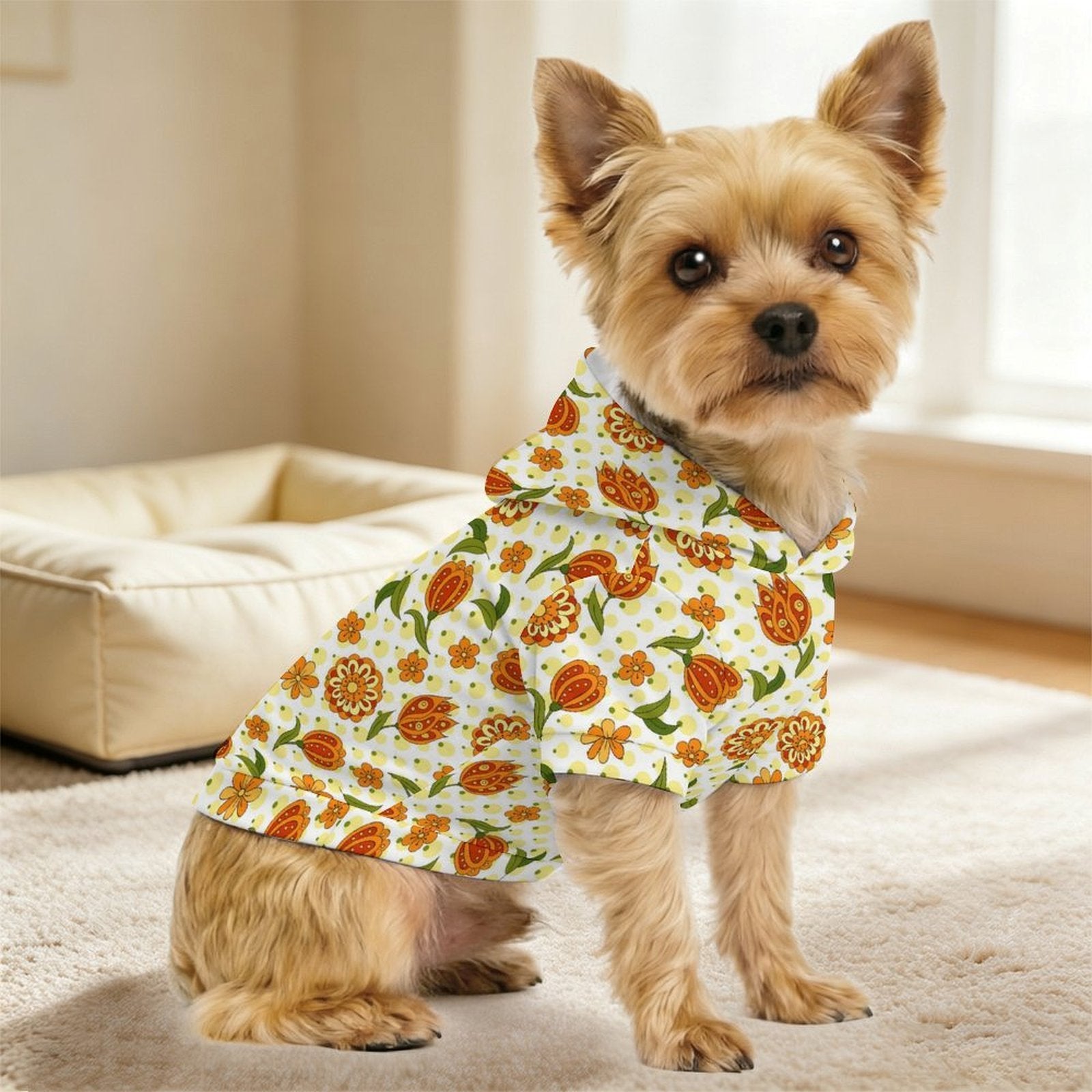 Graphic Floral Pet Hoodie (Small Size)