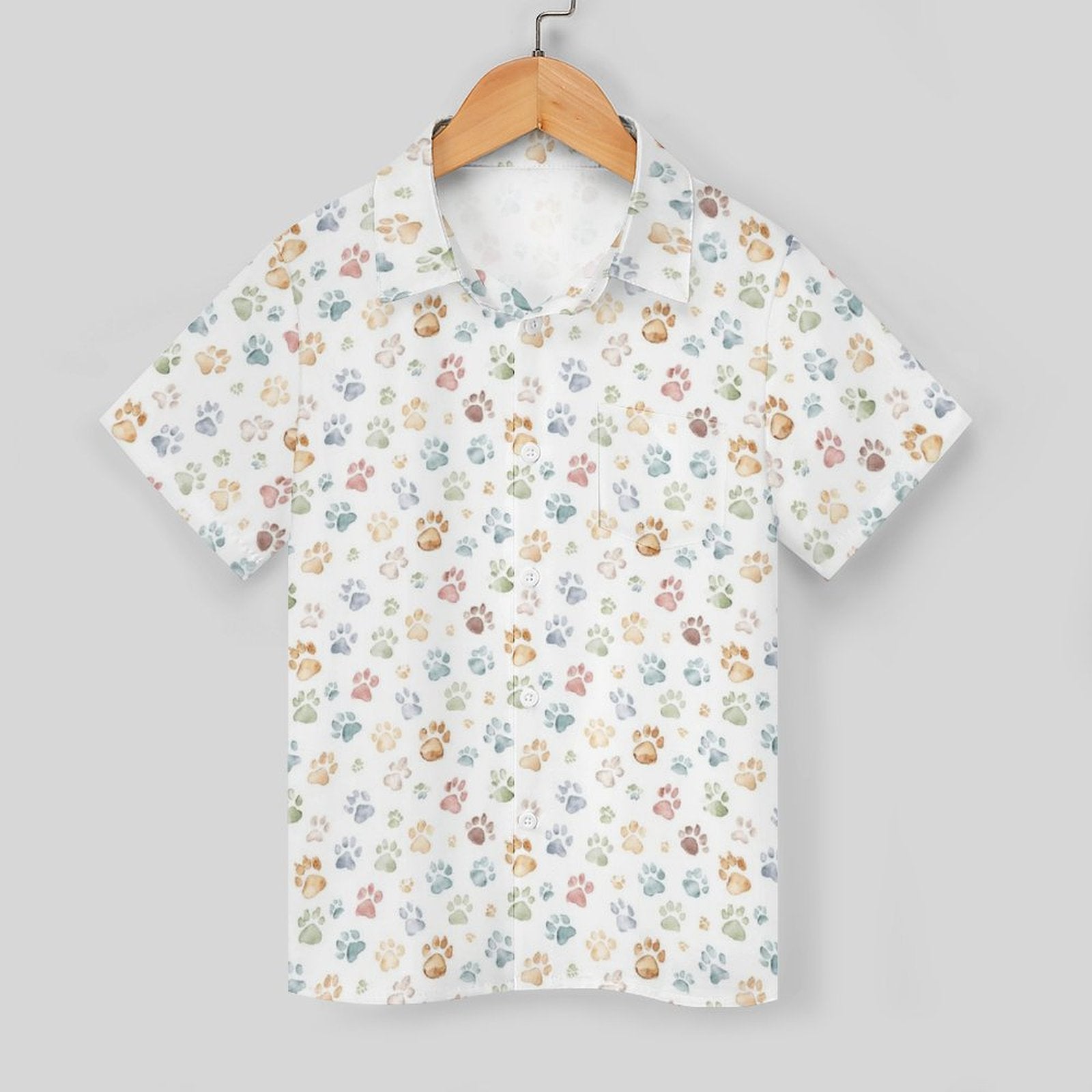 Paw Print Kids Youth Short Sleeve Button Up Shirt