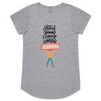 Read Books, Change The World - Womens Scoop Neck T-Shirt Grey Marle Womens Scoop Neck T-shirt Printed In Australia Reading