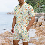 Autumn Leaves Men's Hawaiian Shirt & Shorts Set Men's Hawaiian Shirt & Shorts Set Plants Printed Offshore