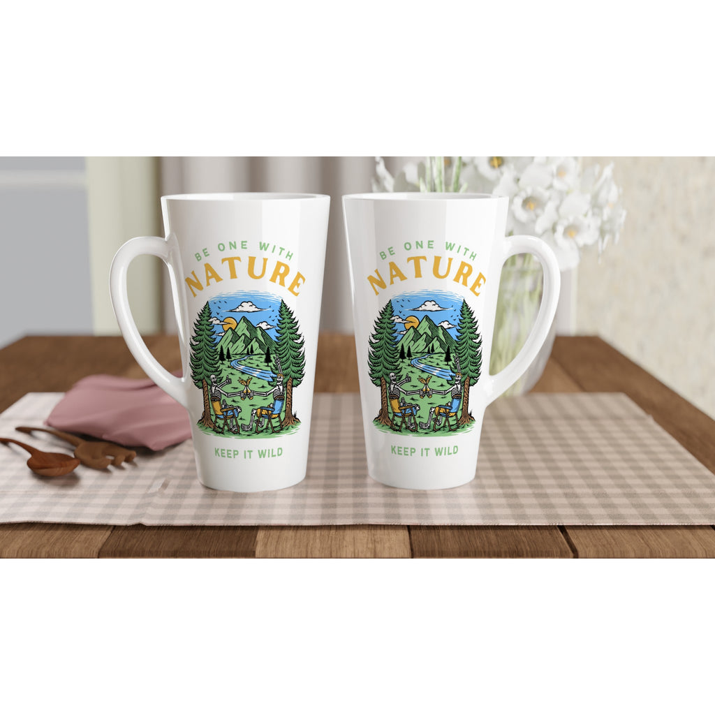 Be One With Nature, Skeleton - White Latte 17oz Ceramic Mug Latte Mug Environment Globally Fulfilled