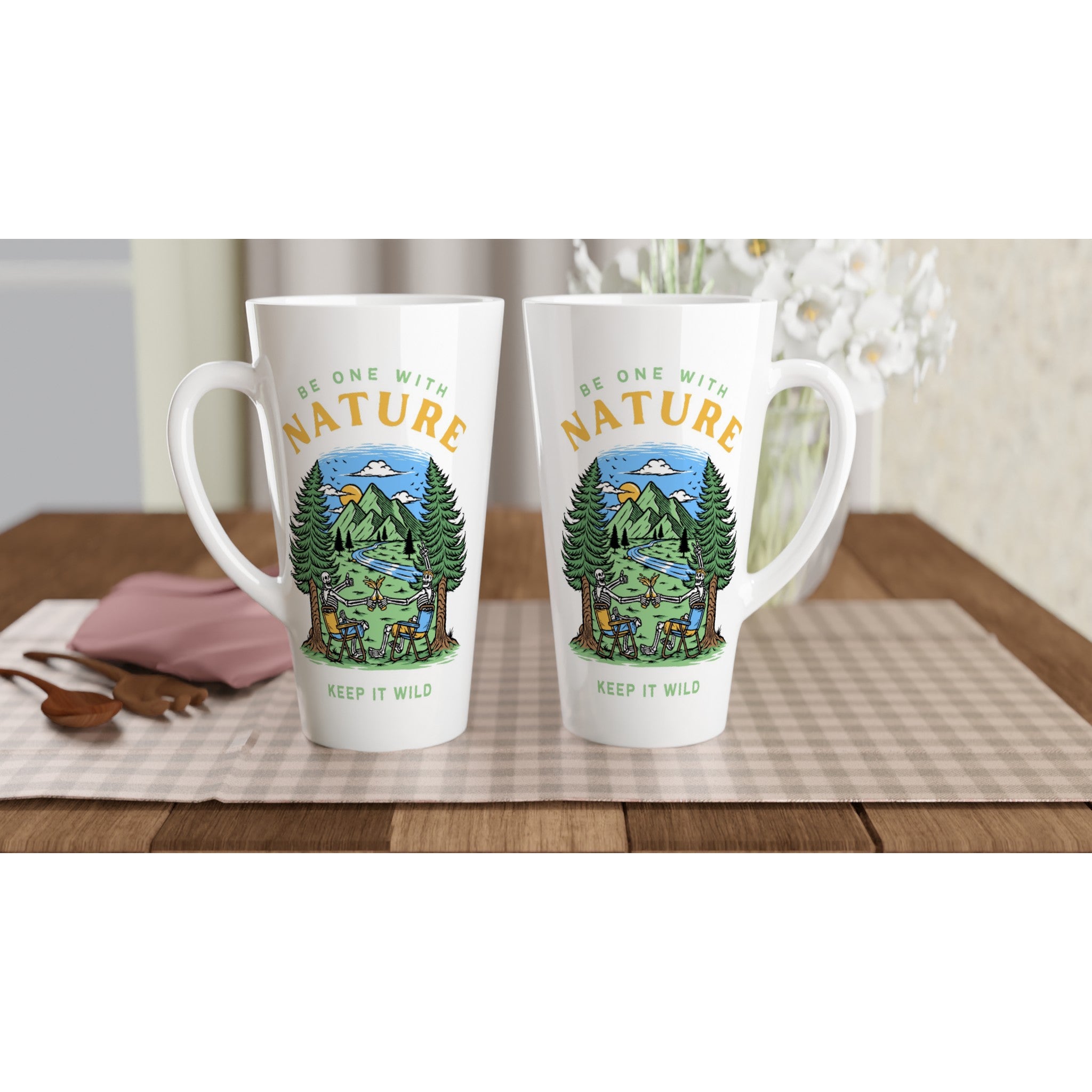 Be One With Nature, Skeleton - White Latte 17oz Ceramic Mug Latte Mug Environment Globally Fulfilled
