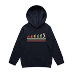 Trumpet Player Evolution - Kids Hoodie Navy Kids Hoodie Music Printed In Australia