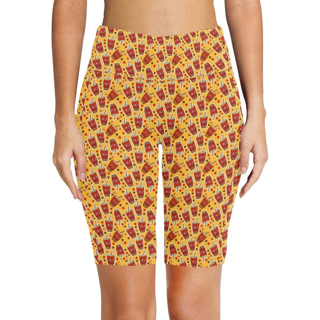Cola Women's Bike Shorts With Side Pockets Women's Bike Shorts Food Printed Offshore
