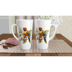 Personalise - Lorikeet, Australian Birds - White Latte 17oz Ceramic Mug Personalised Latte Mug animal Globally Fulfilled