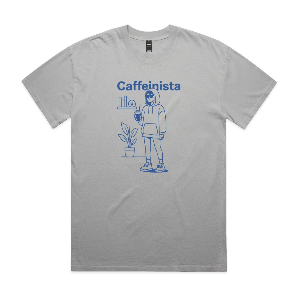 Caffeinista, Caffeine AS Colour Heavy Faded Tee Unisex Faded storm Heavy Faded T-shirt Coffee Printed In Australia