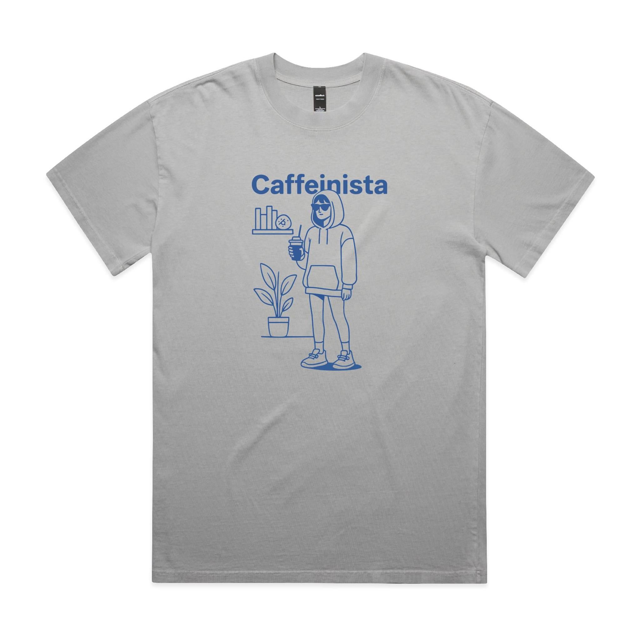 Caffeinista, Caffeine AS Colour Heavy Faded Tee Unisex Faded storm Heavy Faded T-shirt Coffee Printed In Australia