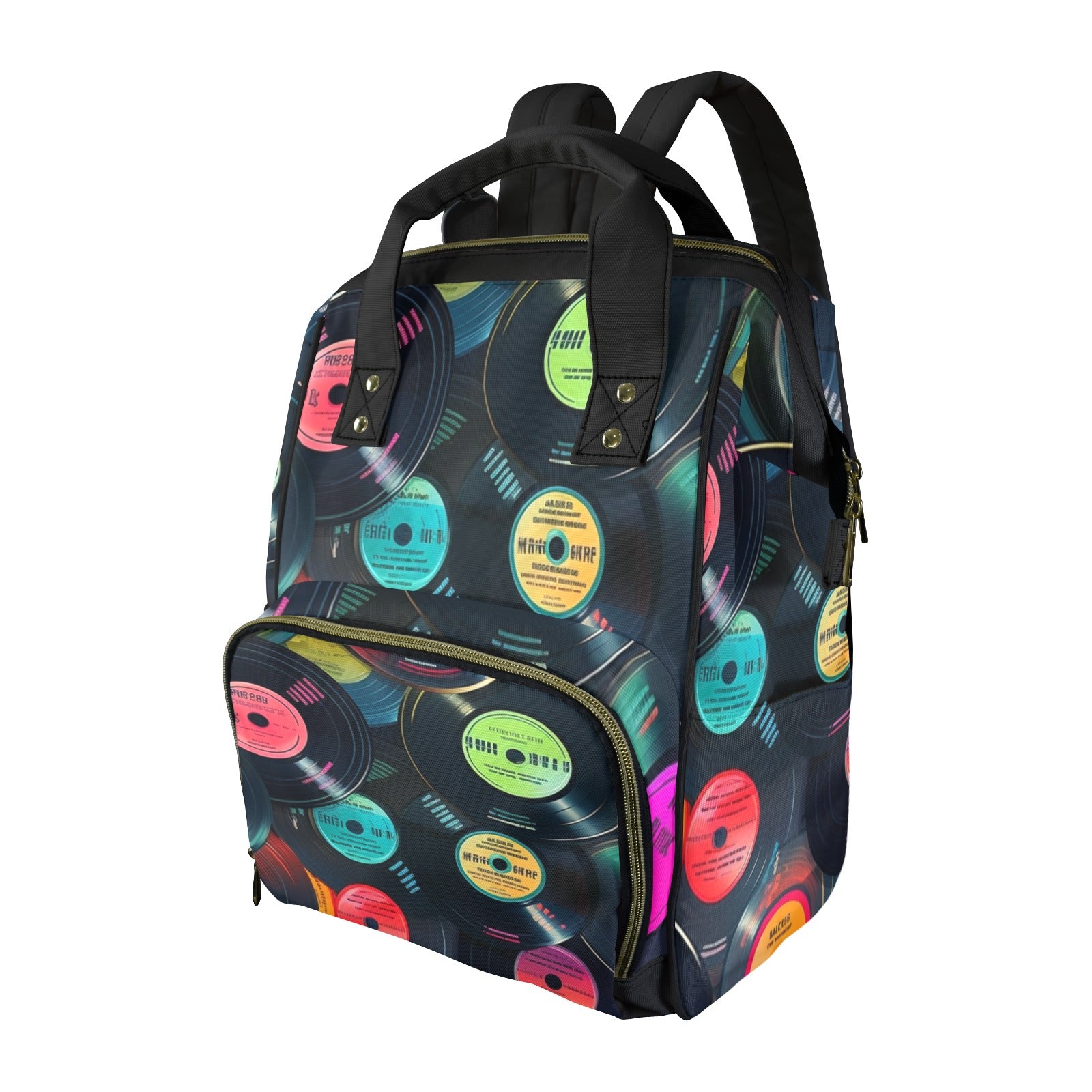 Retro Vinyl Records - Multi-Function Backpack, Nappy / Diaper Bag
