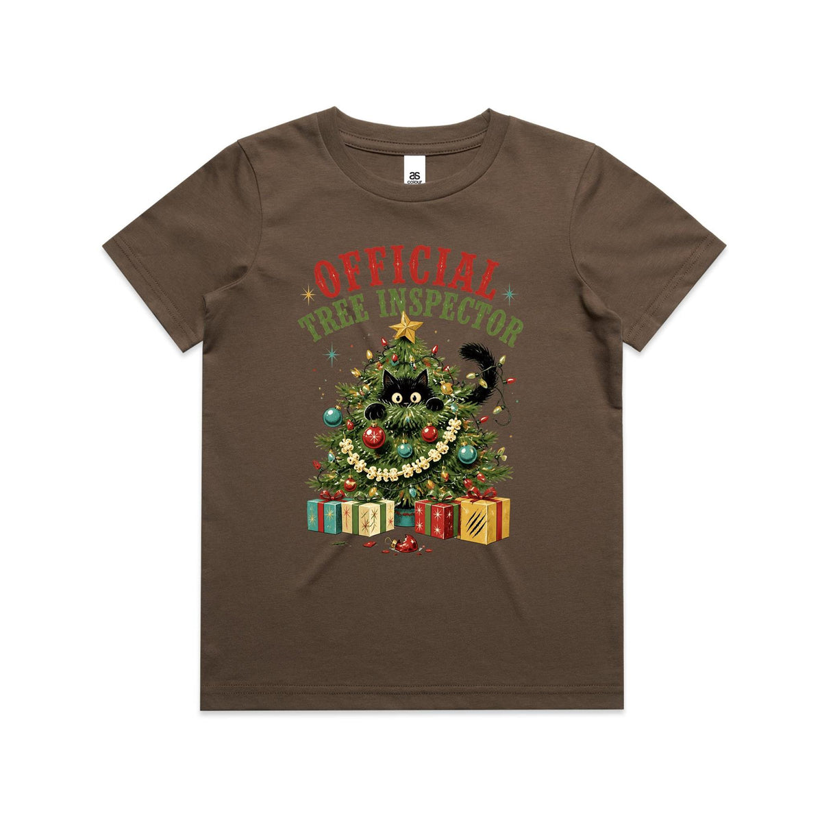 Official Tree Inspector Cat Kids Christmas T-shirt