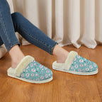 Comic Book Speech Bubbles Women's Fur Trim Thick-Sole Indoor Slippers Women's Fur Trimmed Slippers comic Printed Offshore