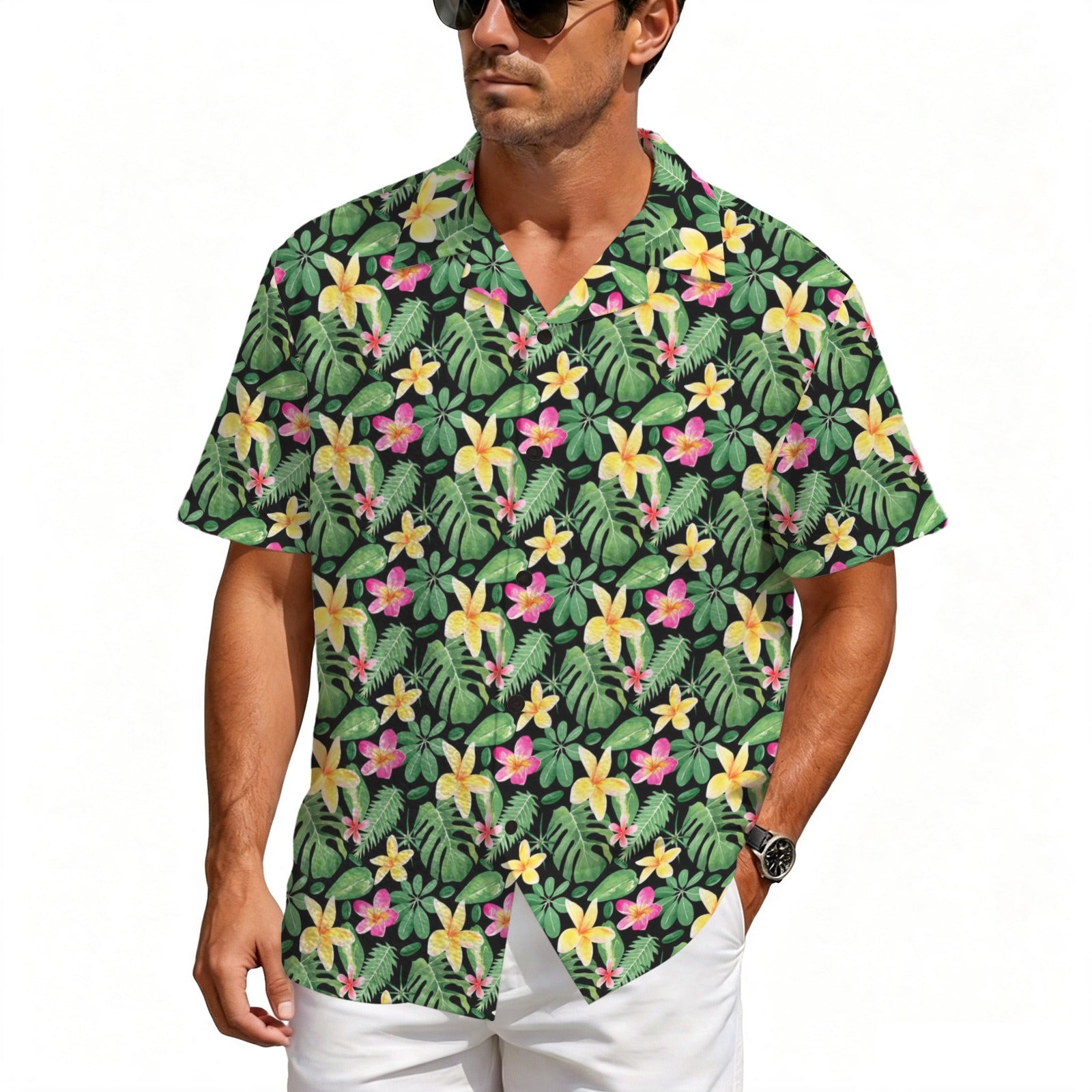 Frangipani Men's Crinkle Hawaiian Shirt