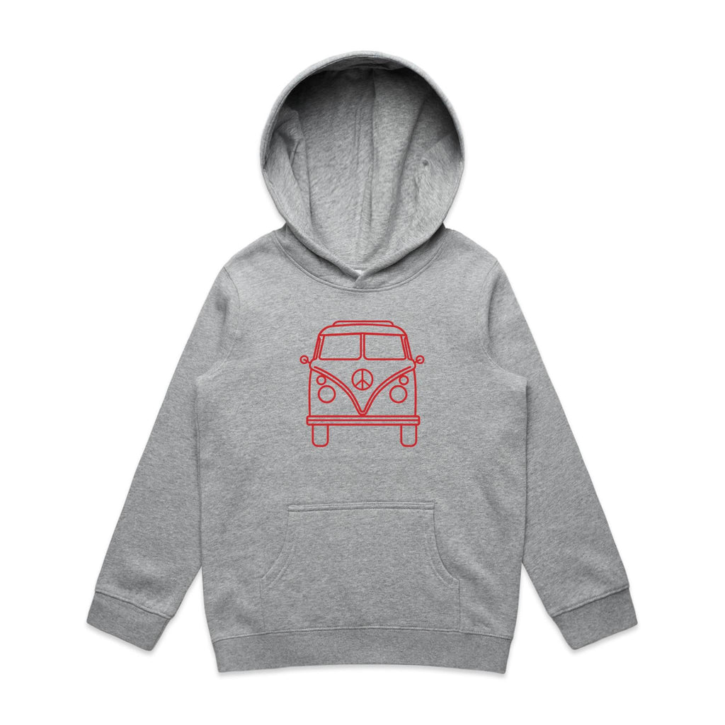 Beach Van - Kids Hoodie Grey Marle Kids Hoodie Printed In Australia