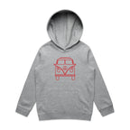 Beach Van - Kids Hoodie Grey Marle Kids Hoodie Printed In Australia