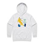 Banana, Time To Split - Womens Hoodie White Marle Womens Hoodie Food Printed In Australia