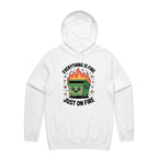 Skip Bin, Dumpster Fire Men's AS Colour Hoodie White Mens Hoodie Printed In Australia