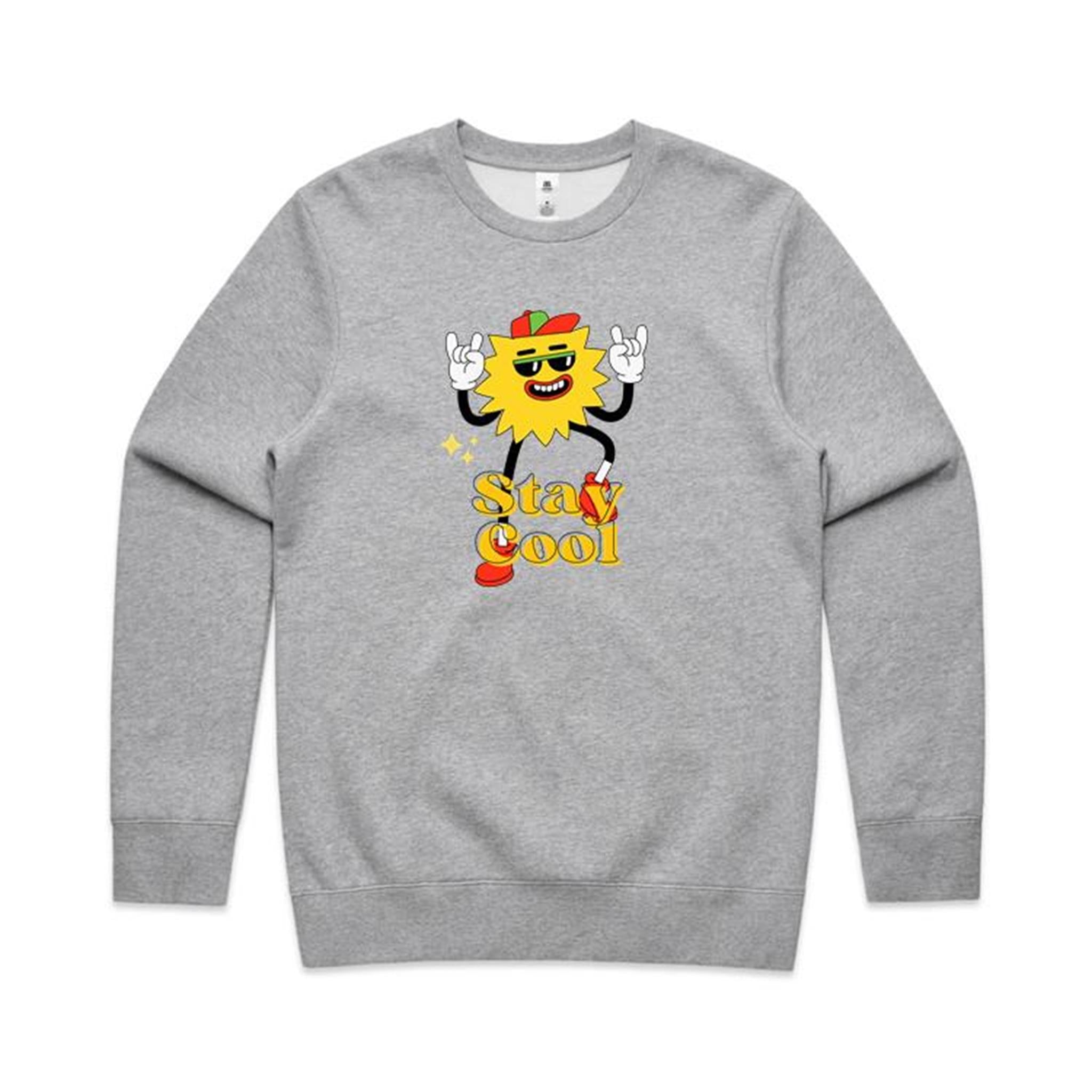 Stay Cool - AS Colour Stencil Crew Grey Marle Sweatshirt Printed In Australia