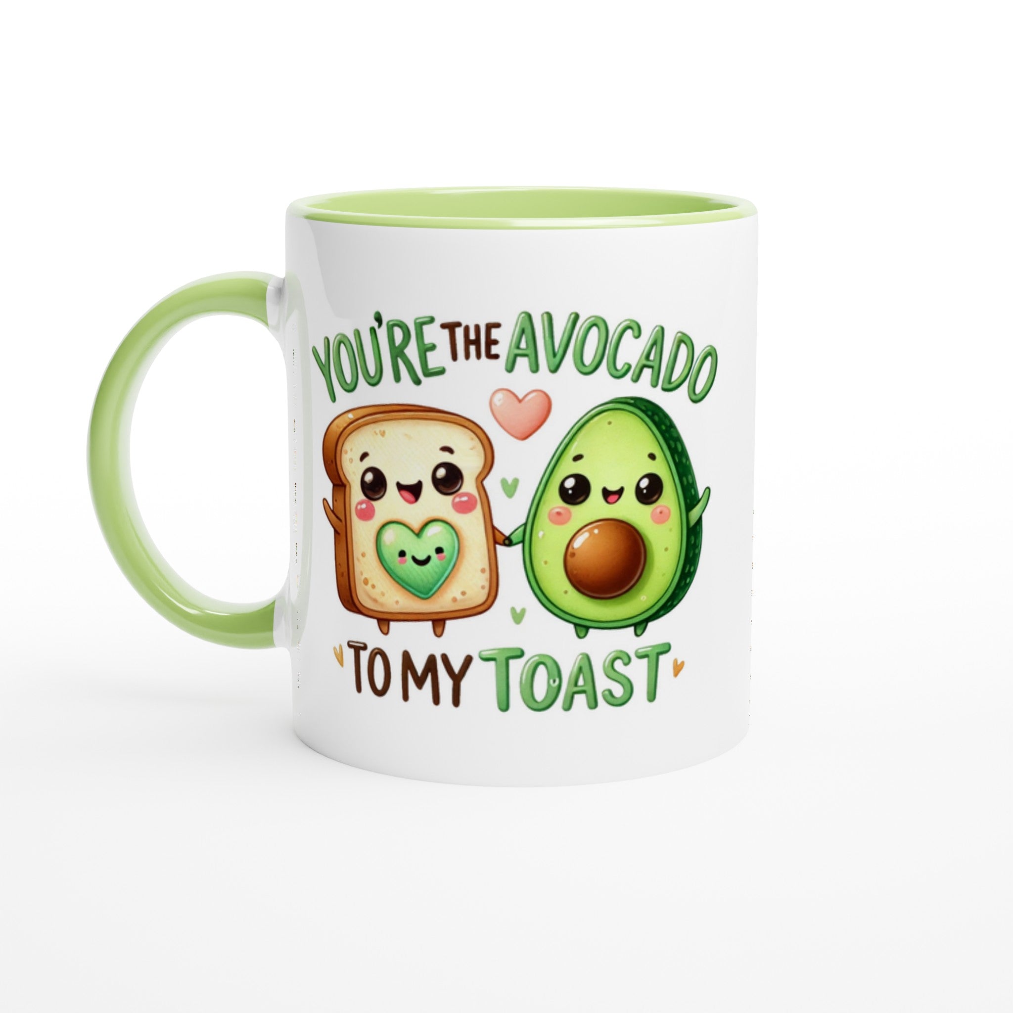 You're The Avocado To My Toast, Valentine - White 11oz Ceramic Mug with Colour Inside Ceramic Green Colour 11oz Mug Food Globally Fulfilled Love