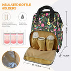 Bright Floral And Leaves Multi-Function Backpack, Nappy / Diaper Bag Multi-function Backpack, Nappy / Diaper Bag Plants Printed Offshore