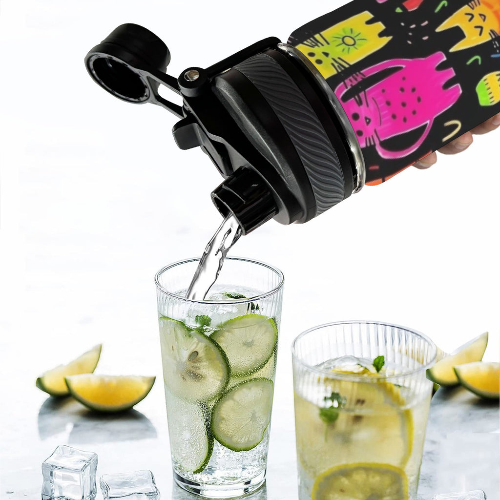 Colourful Cats - Insulated Water Bottle with Dual-Use Lid (18oz) Insulated Water Bottle with Dual-Use Lid (18oz) Printed Offshore