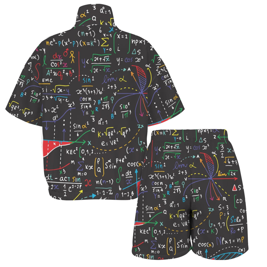 Colourful Maths Formulas Women's Windbreaker Short Set Women's Windbreaker Short Set Maths Printed Offshore
