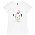 Gym Bunny - Womens V-Neck T-Shirt White Womens Active V-Neck T-shirt Fitness Printed In Australia