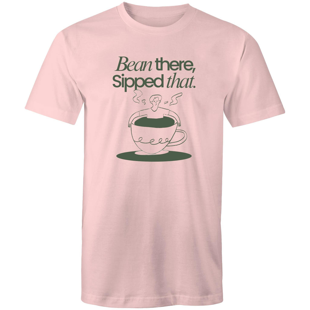 Bean There, Sipped That, Coffee - Mens T-Shirt Pink Mens T-shirt Coffee Printed In Australia