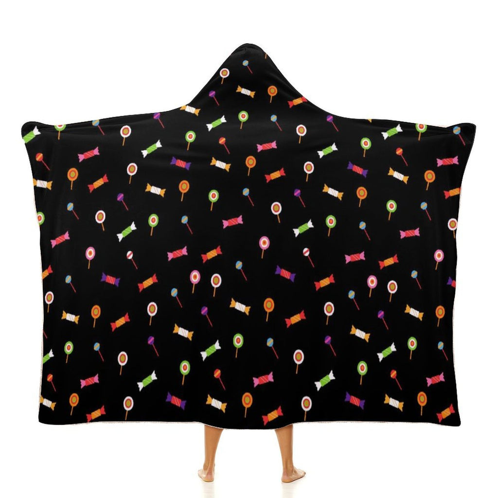 Candy Kids Hooded Blanket 100cm x 130cm white 40"×50" Kids Hooded Blanket Food Printed Offshore