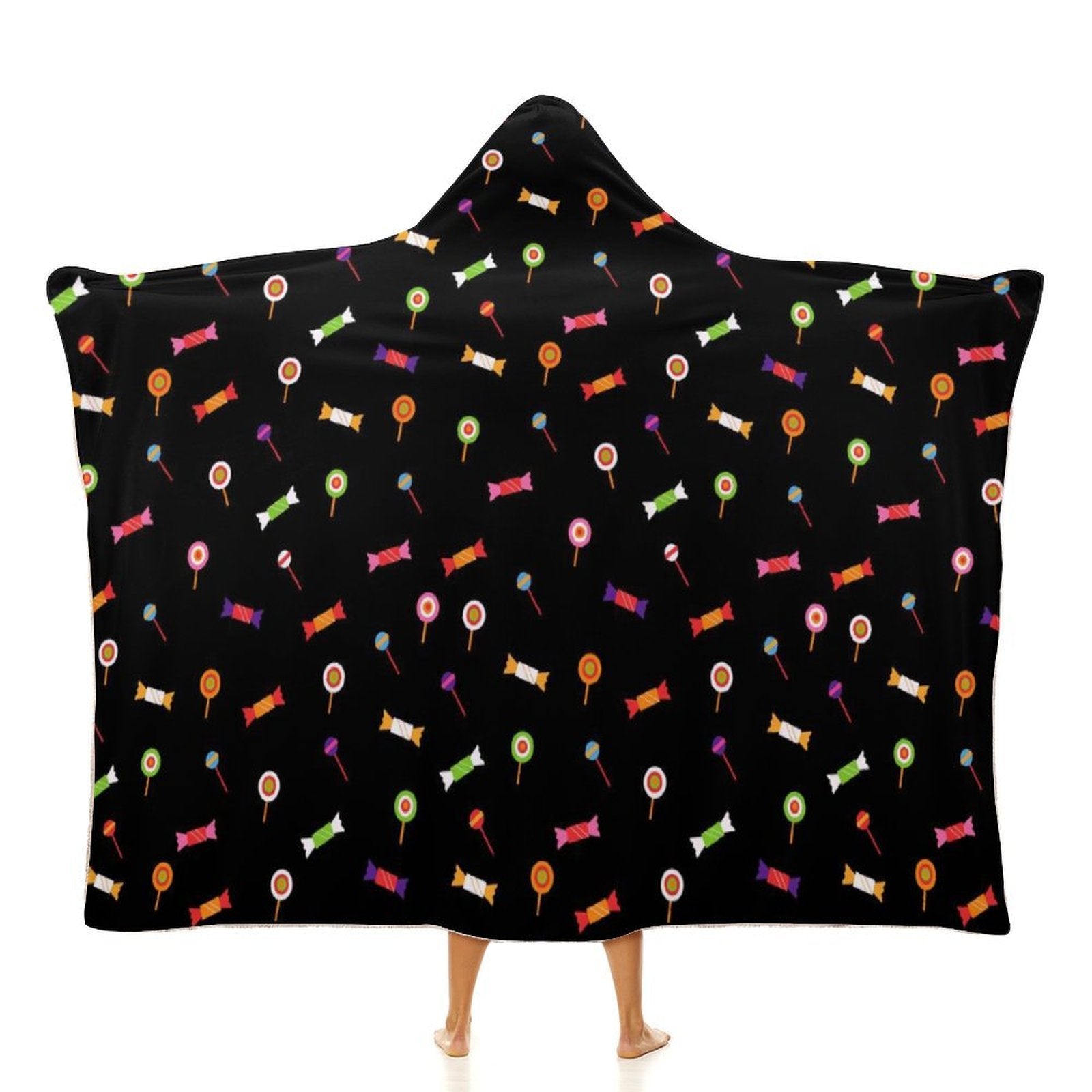 Candy Kids Hooded Blanket 100cm x 130cm white 40"×50" Kids Hooded Blanket Food Printed Offshore