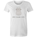 Cat, Soft, Plump Cute - Womens T-shirt White Womens T-shirt animal Printed In Australia