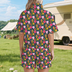Tropical Floral Women's Windbreaker Short Set Women's Windbreaker Short Set Plants Printed Offshore
