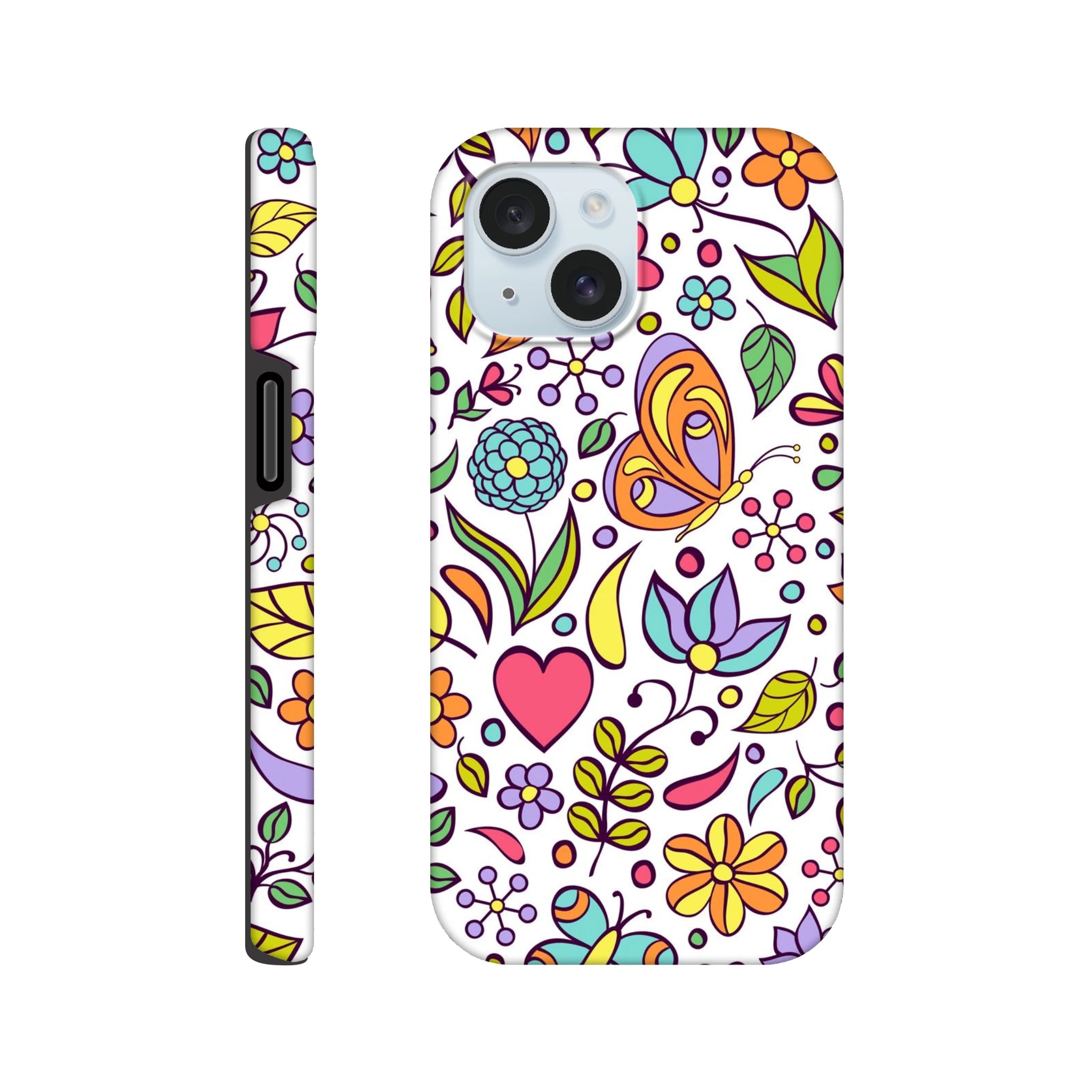 Quirky Butterfly Flowers - Apple iPhone Tough case iPhone 15 iPhone Tough Case animal Globally Fulfilled