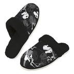 Dinosaur Skeleton Men's Fur Trim Thick-Sole Indoor Slippers 2XL Men's Fur Trimmed Slippers animal Printed Offshore