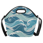 Ocean Waves Neoprene Lunch Bag/Large (Model 1669) One Size Neoprene Lunch Bag Ocean Printed Offshore
