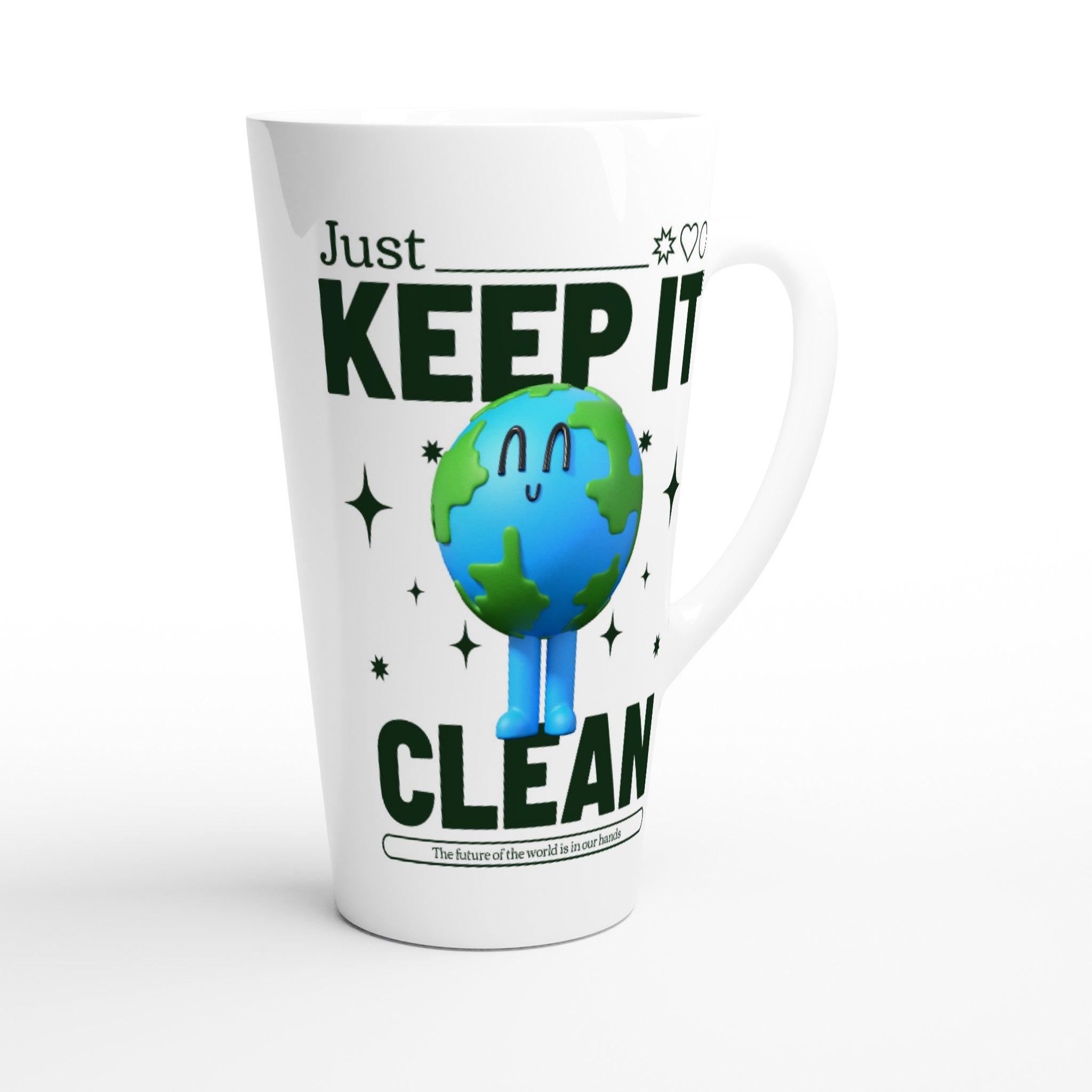Earth, Just Keep It Clean - White Latte 17oz Ceramic Mug Latte Mug Environment Globally Fulfilled