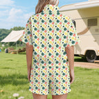 Pineapple Tropical Women's Windbreaker Short Set Women's Windbreaker Short Set Food Printed Offshore