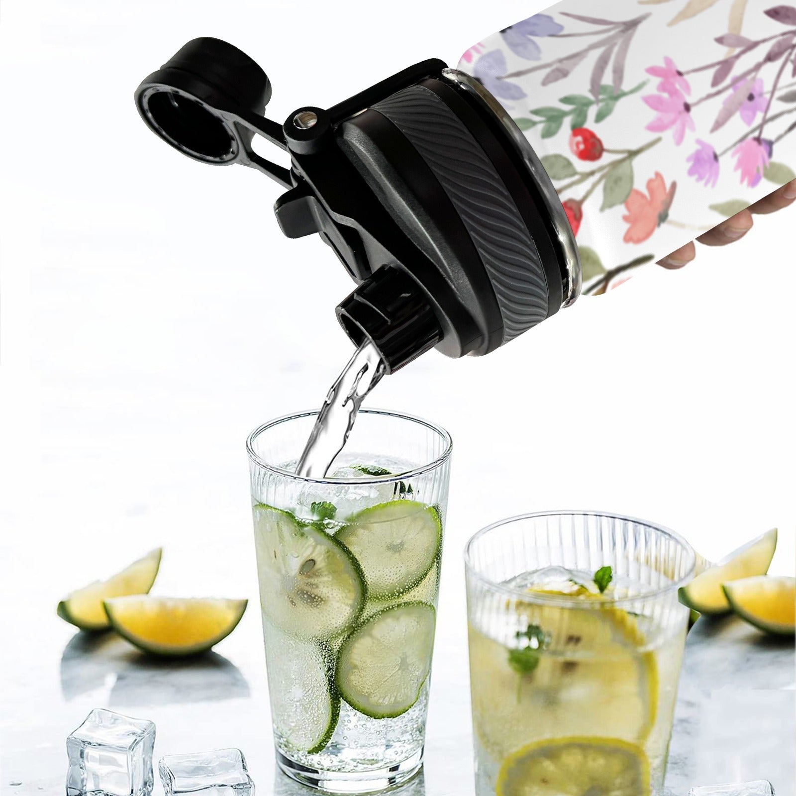 Floral Watercolour - Insulated Water Bottle with Dual-Use Lid (18oz) Insulated Water Bottle with Dual-Use Lid (18oz) Plants Printed Offshore