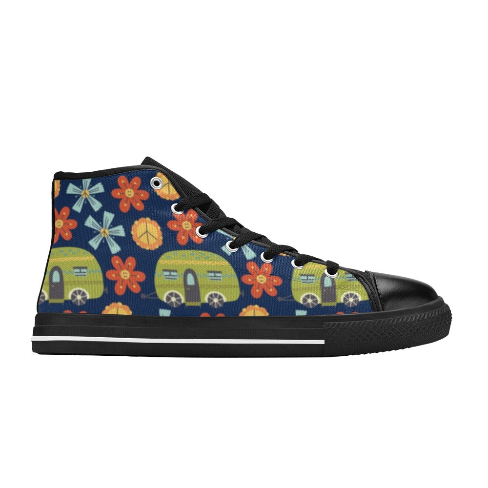 Hippie Caravan - Kids High Top Canvas Shoes
