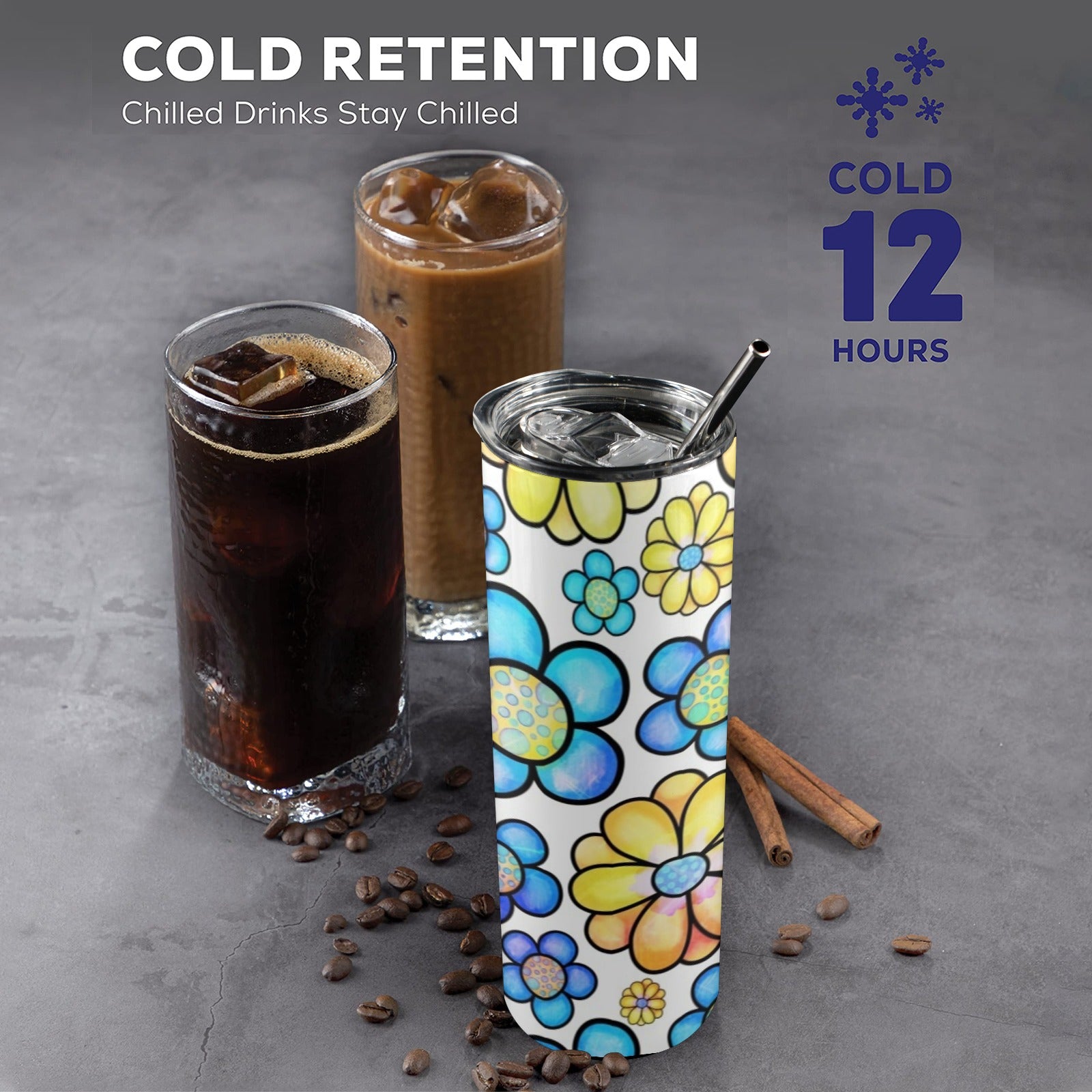 Simple Flowers - 20oz Tall Skinny Tumbler with Lid and Straw