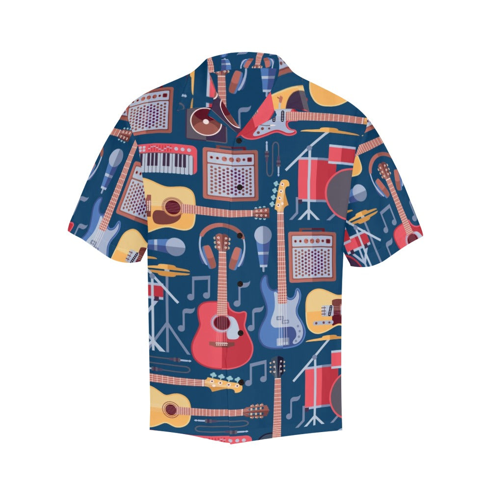 Music Instruments Blue - Mens Hawaiian Shirt